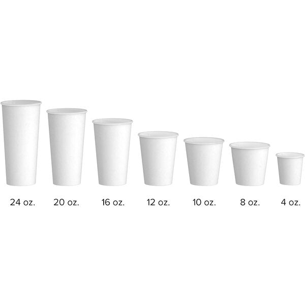 8 oz. Tall White Poly Paper Hot Cup - 1000/Case, S-20104W- ReSKU